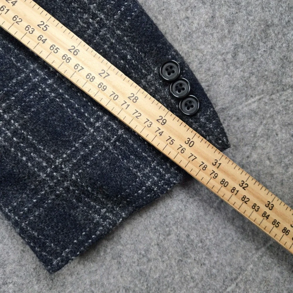 Eddie‎ Bauer Blazer Mens 46R Blue Plaid Wool Lambswool Sport Coat Made in USA